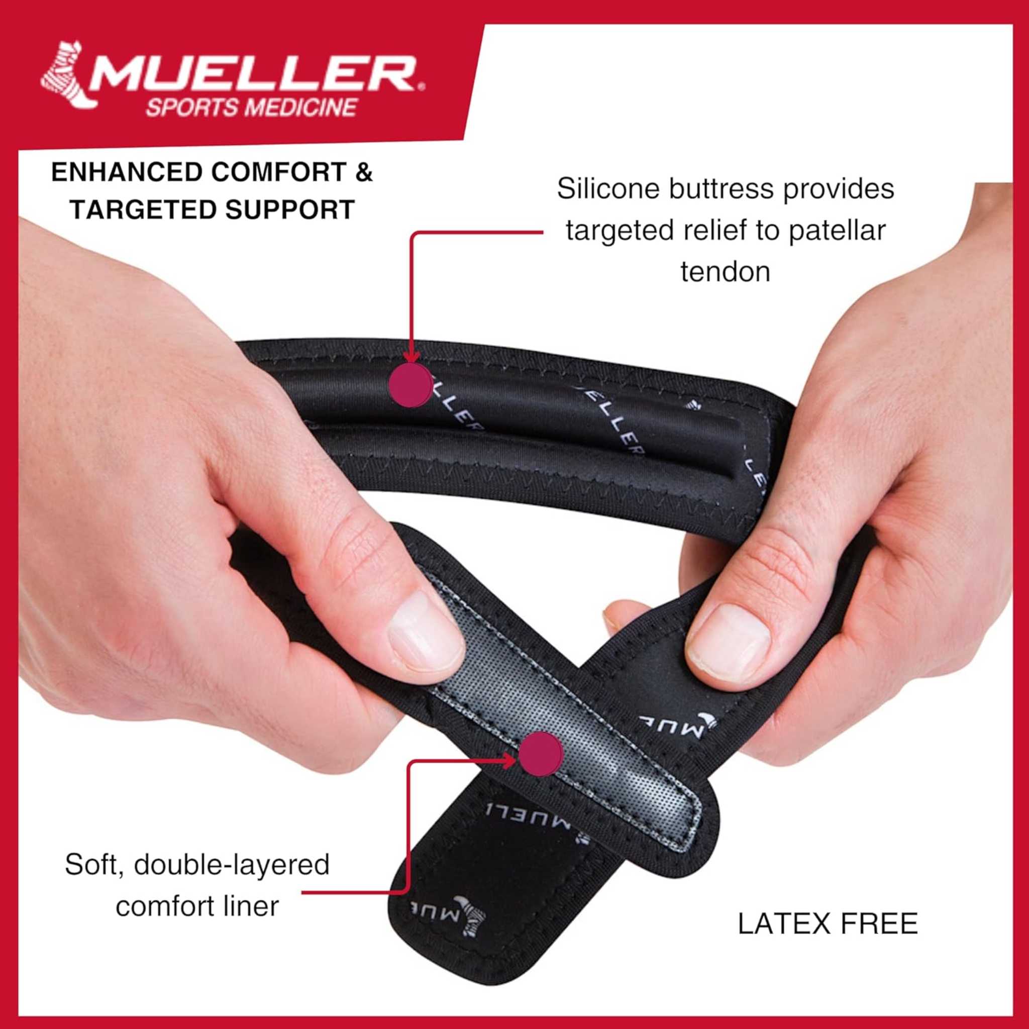 Jumper's Knee Strap één Maat Zwart - Mueller Knieband Met Verstelbare Sluiting Knee Brace Jumper's Knee Strap één Maat Zwart - Mueller Knieband Met Verstelbare Sluiting Knee Brace