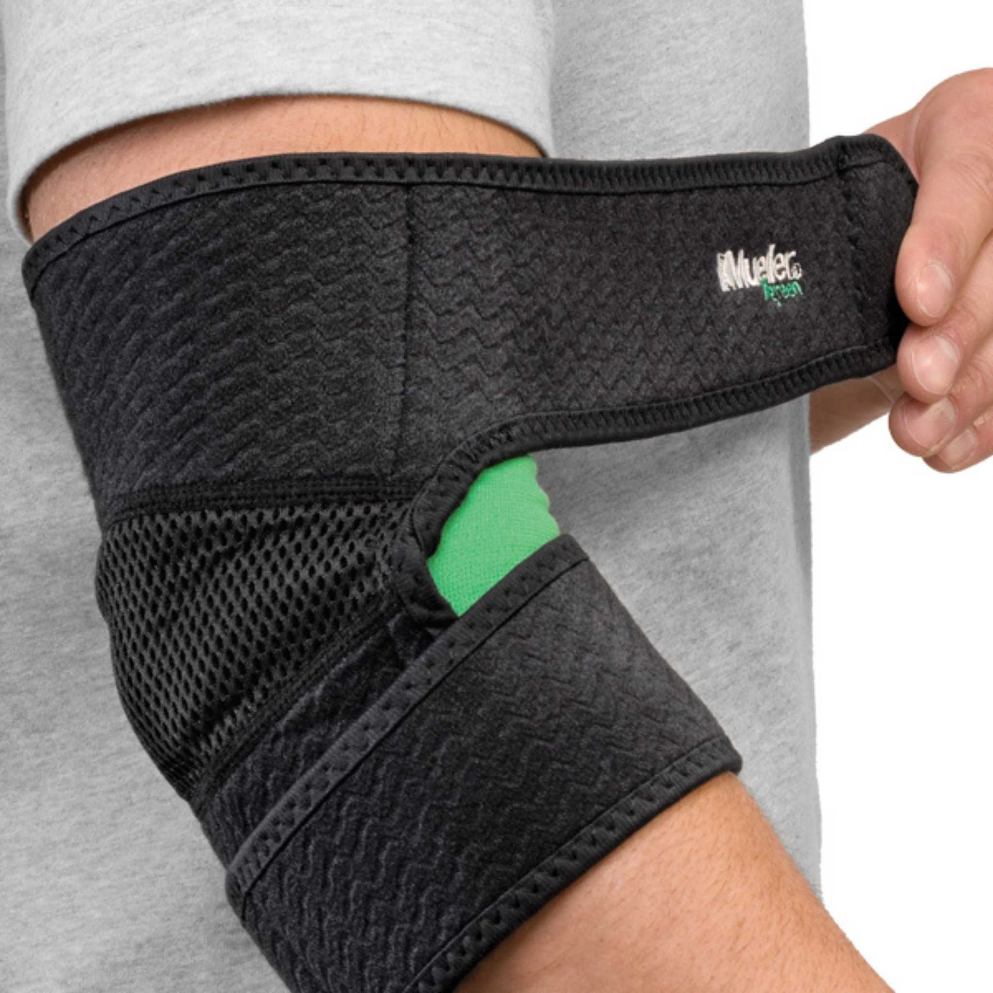 Mueller® Green Adjustable Elbow Support, Unisex, One Size Fits Most - Black