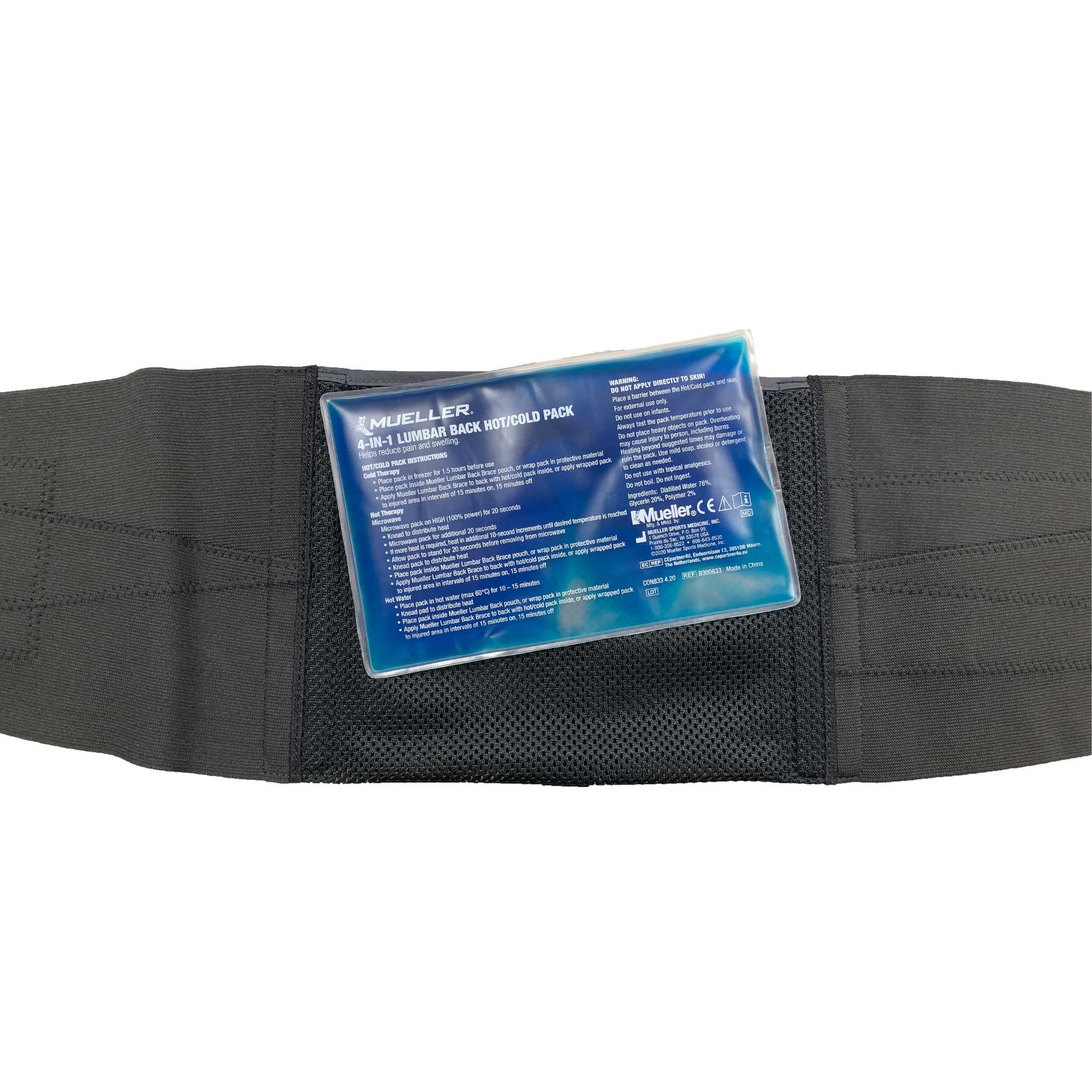 Mueller® 4-in-1 Lumbar Back Brace with Removable Hot/Cold Pack, Unisex