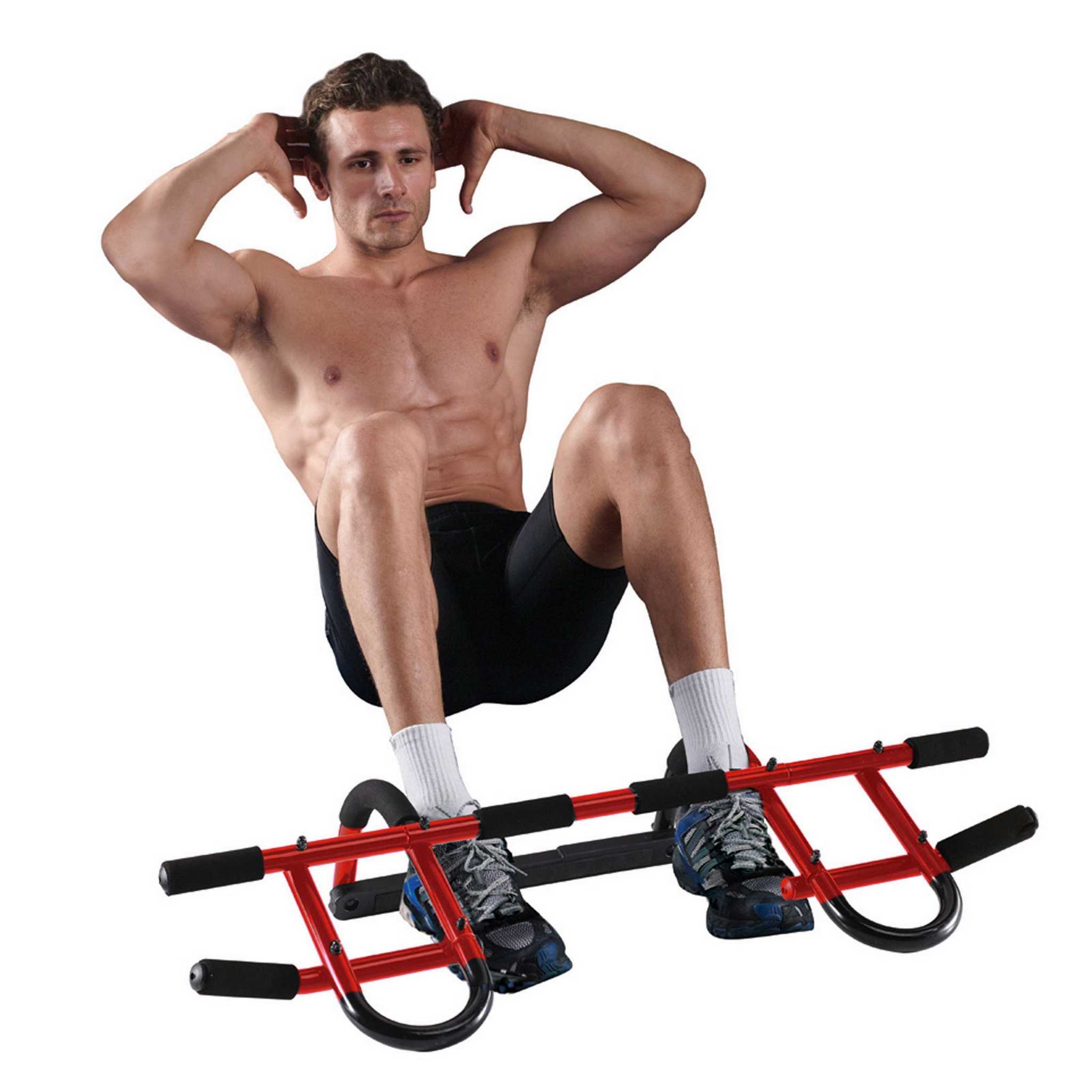 Heavy Duty Steel Doorway Pull Up Bar Multi Gym Red